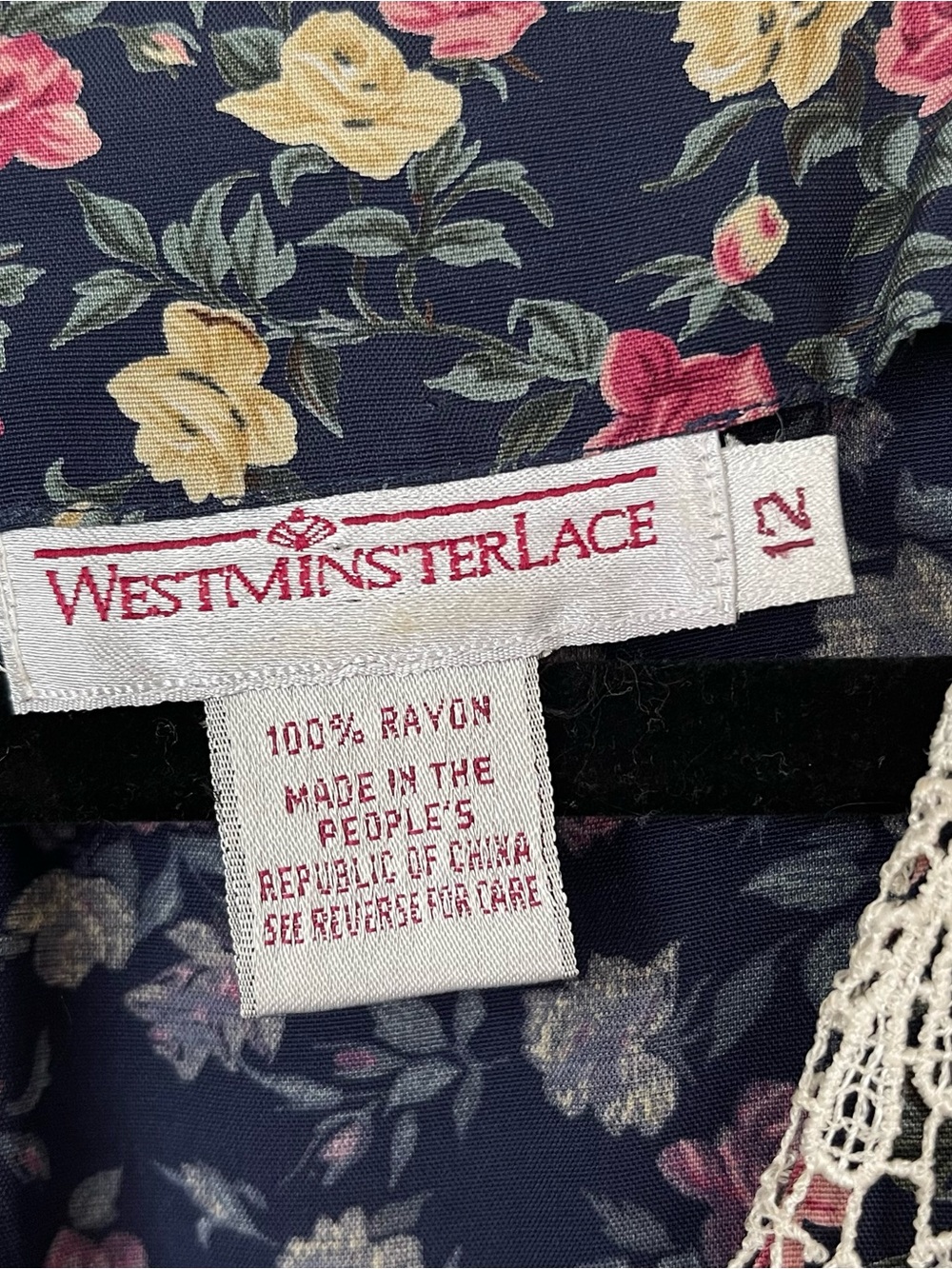 VTG Westminster Lace Floral Cottagecore Prairie Dress Lace Collar Sz 12 Granny - Picture 8 of 13